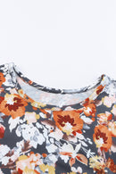 Multicolor Vintage Floral Flutter Sleeve Plus Top - SELFTRITSS