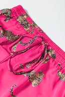 Strawberry Pink Cheetah Print Satin Shirt and Shorts Lounge Set - SELFTRITSS