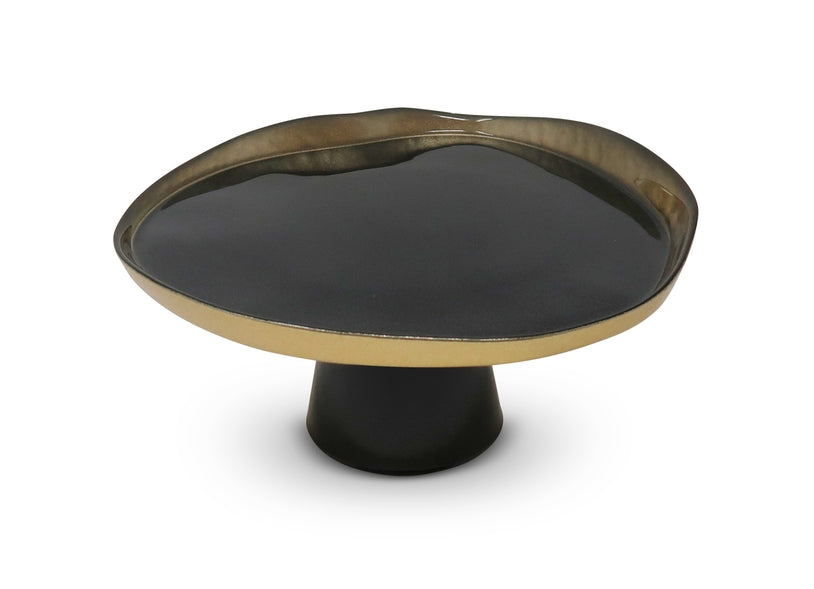 Organic Shaped Footed Cake Plate with Gold - SELFTRITSS