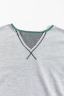 Laurel Green Exposed Seam Contrast Edge Notched Neck Sweatshirt - SELFTRITSS