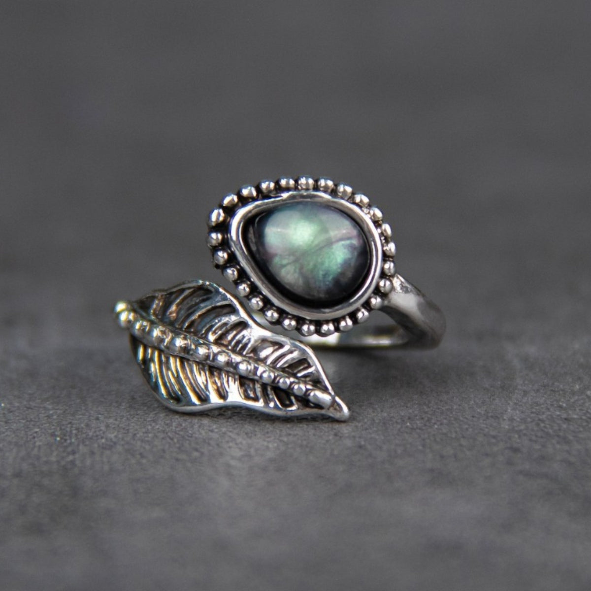 Alloy Moonstone Leaf Bypass Ring - SELFTRITSS