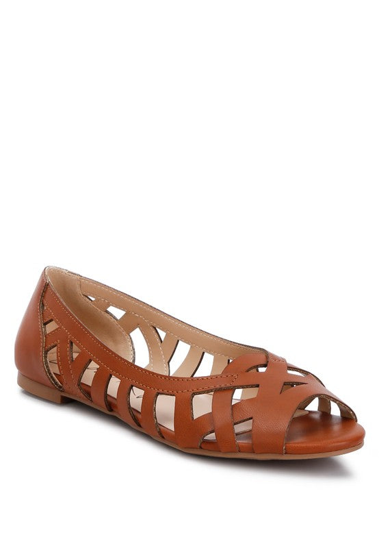 Moira Woven Peep Toe Flats - SELFTRITSS  