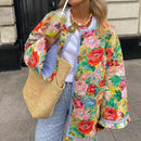 Fashion Flower Print Baggy Coat - SELFTRITSS   