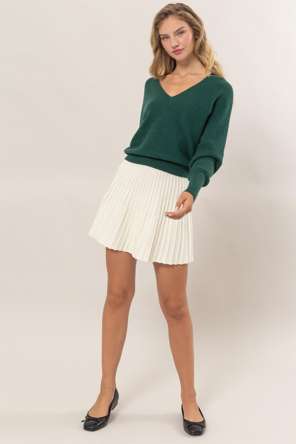 HYFVE High Waist Knit Pleated Flare Mini Skirt - SELFTRITSS   