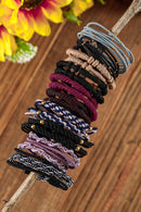 Black Multicolour 20pcs Boho Knotted Hair Ties - SELFTRITSS