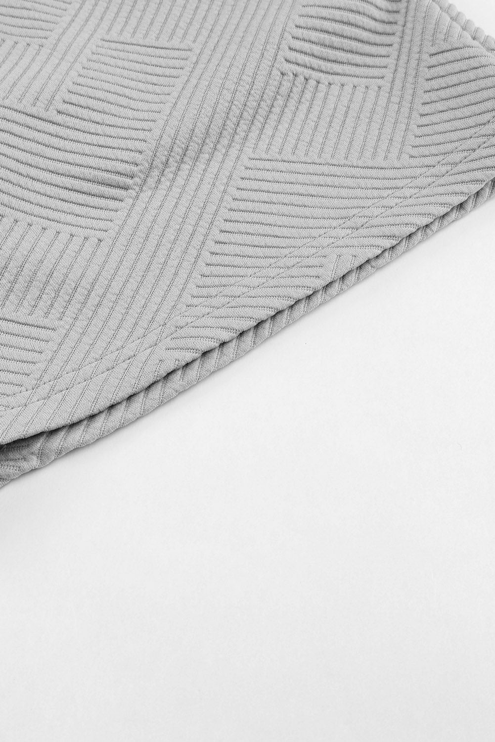 Gray Textured Long Sleeve Top and Drawstring Shorts Set - SELFTRITSS