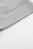 Gray Textured Long Sleeve Top and Drawstring Shorts Set - SELFTRITSS