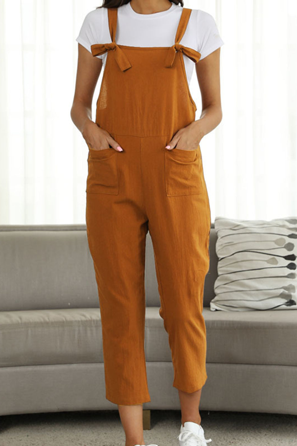 Full Size Square Neck Wide Strap Jumpsuit - SELFTRITSS   