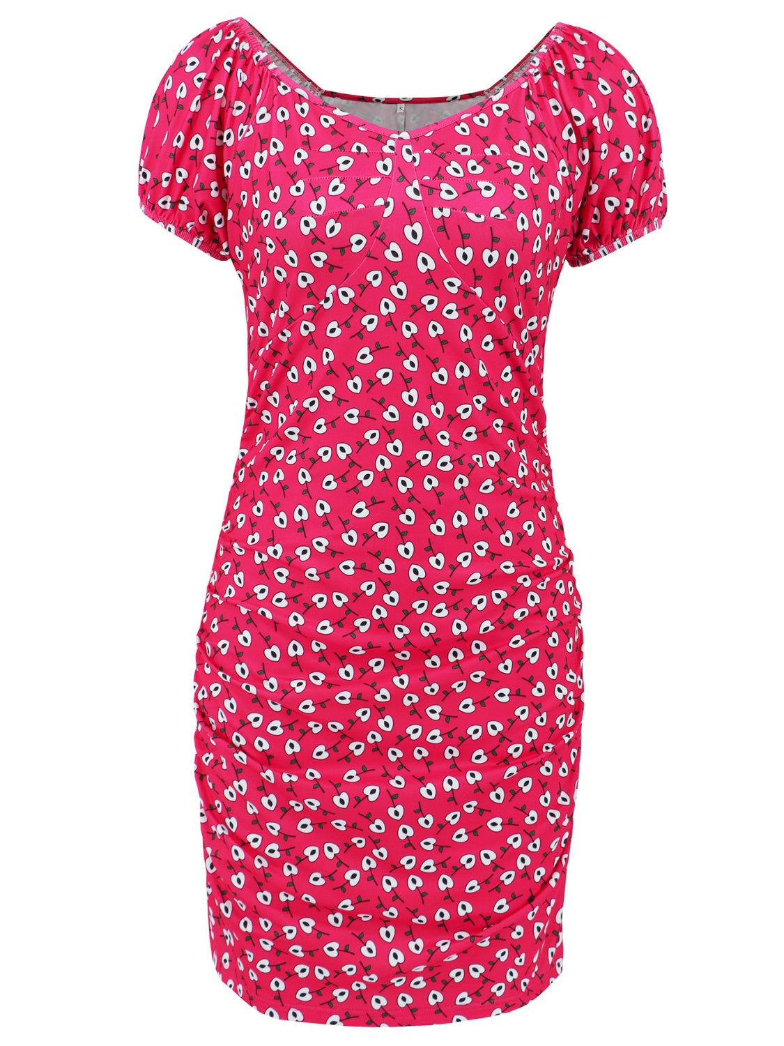 Printed V-Neck Short Sleeve Mini Dress - SELFTRITSS