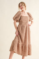 And The Why Full Size Square Neck Puff Sleeve Dress - SELFTRITSS   