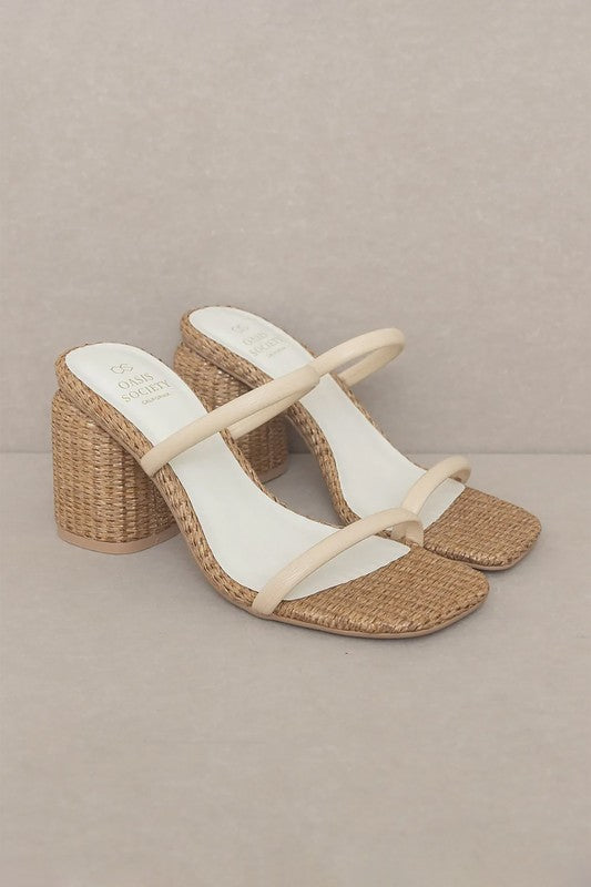 Margaret Raffia Block Heels Sandals