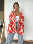 Oversized Mocha Plaid Long Sleeve Cardigan