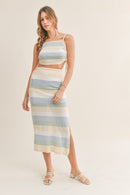 MABLE Striped Knit Cami and Midi Skirt Set - SELFTRITSS