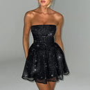 Tube Top Lace Dress With Back Bow-knot - SELFTRITSS   