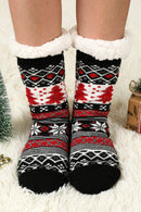 Black Christmas Tree Pattern Thermal Socks - SELFTRITSS