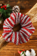 Fiery Red Glitter 2-tone Stripes Christmas Hair Tie - SELFTRITSS