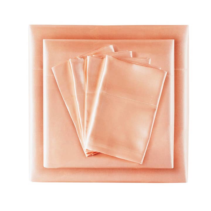 Luxury Satin 6-Piece Sheet Set, Blush Pink - SELFTRITSS