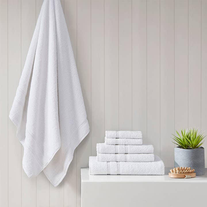 Turkish Cotton 500gsm 6-Piece Bathroom Towel Set, White