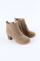 Faux Suede Size Zip Heeled Booties - SELFTRITSS