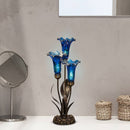 21"H Blue Mercury Glass 3 Lily Uplight Table Lamp - SELFTRITSS