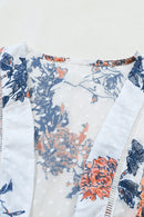 White Floral Print Open Front Bell Sleeve kimono - SELFTRITSS