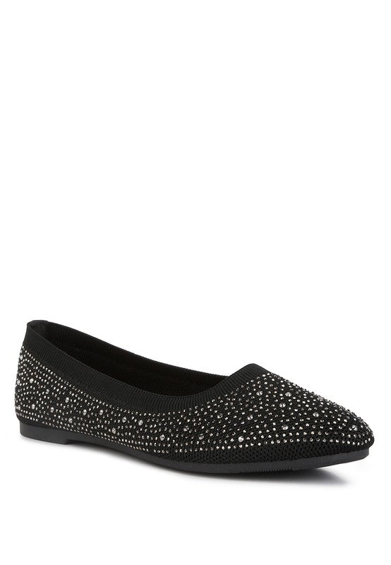 Splash Rhinestones Embellished Ballet Flats - SELFTRITSS  