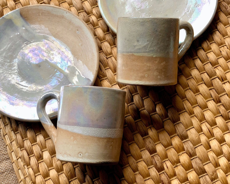 Beige, Cream & Pearl Cups with Rustic & Iridescent Luster - SELFTRITSS   