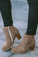 Faux Suede Size Zip Heeled Booties - SELFTRITSS