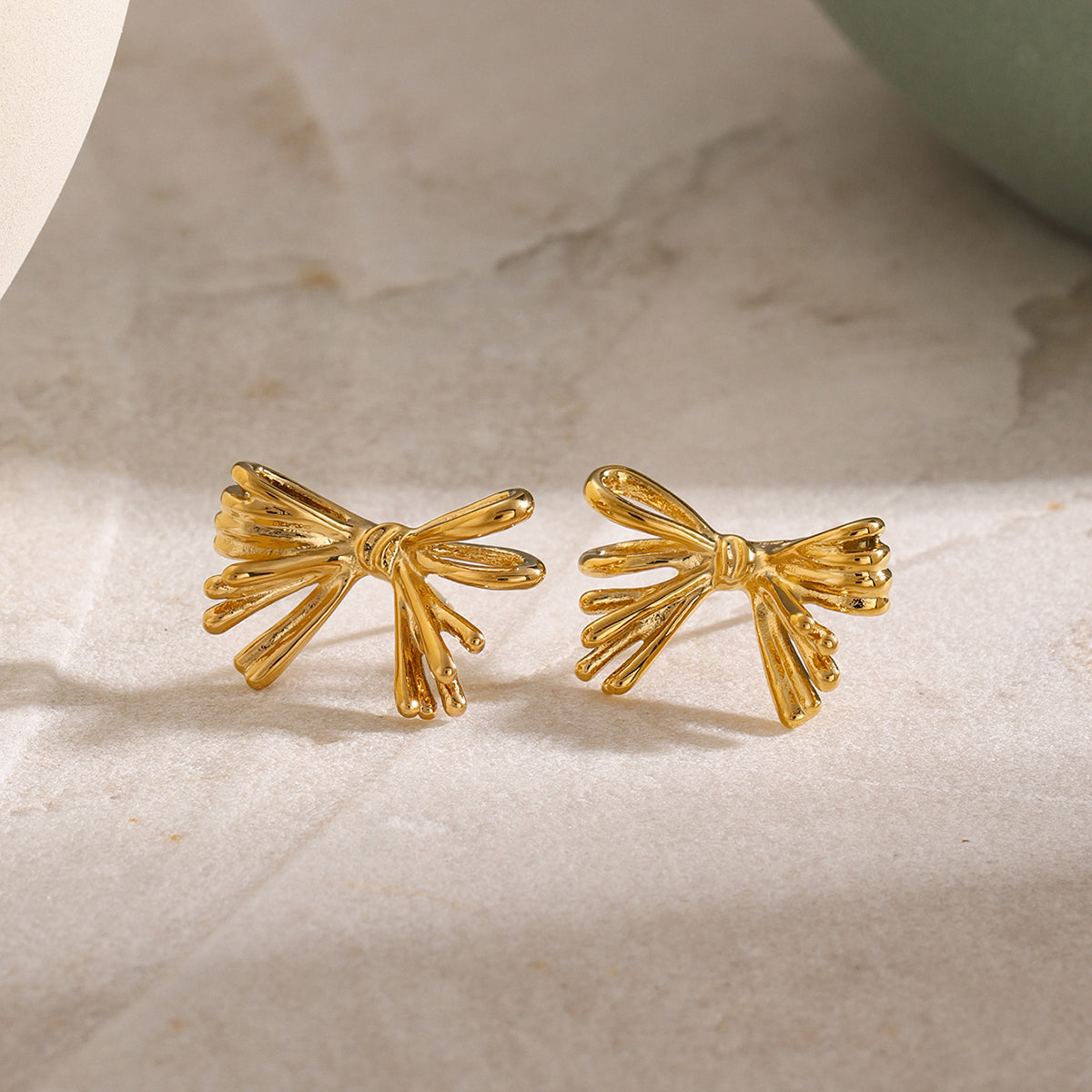 16K Gold-Plated Stainless Steel Bow Earrings - SELFTRITSS   