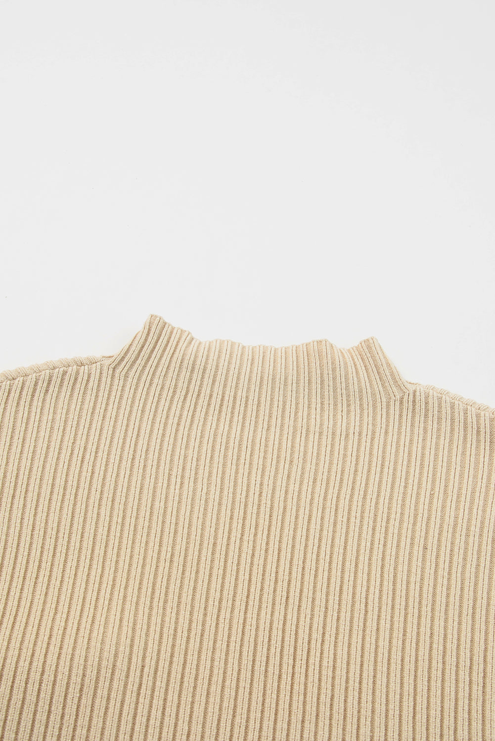 Oatmeal Patch Pocket Ribbed Knit Short Sleeve Sweater - SELFTRITSS   