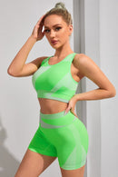Color Block Sports Bra and Shorts Set - SELFTRITSS