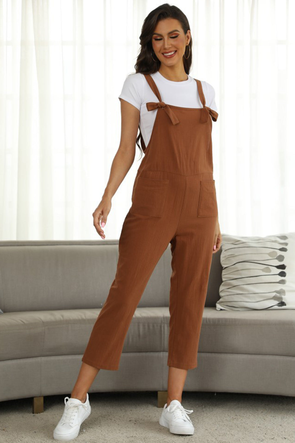 Full Size Square Neck Wide Strap Jumpsuit - SELFTRITSS   