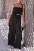 Ruffled Sleeveless Top and Wide Leg Pants Set - SELFTRITSS   