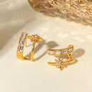 Stainless Steel Zircon Double-Layered Earrings - SELFTRITSS   