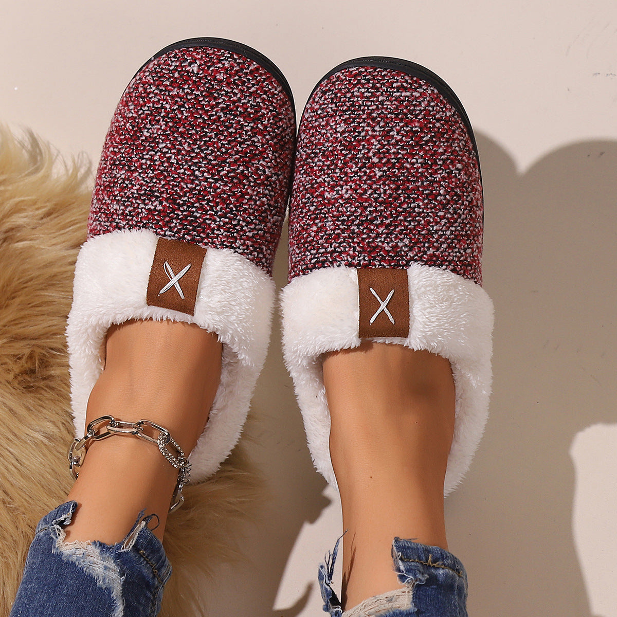 Winter warm lined slippers