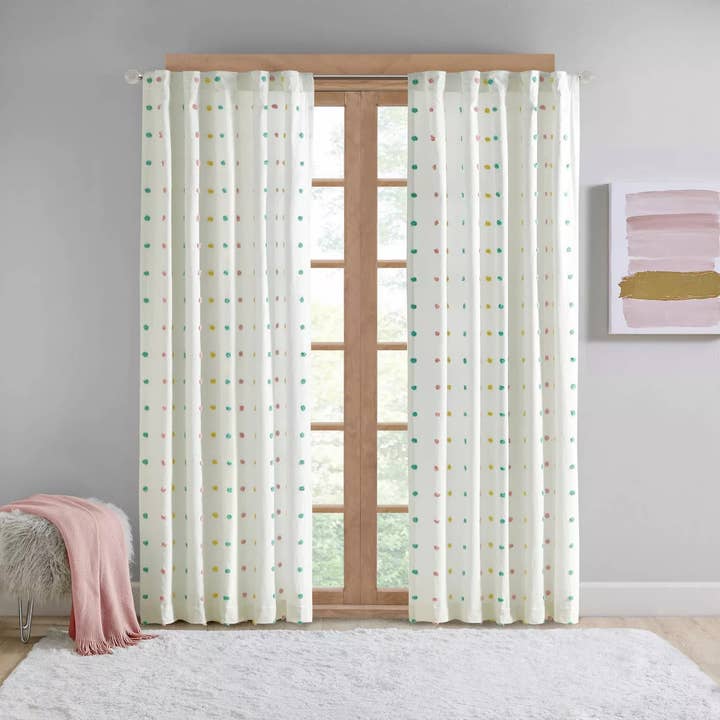 Colorful Pom-Poms Window Curtain, Light - SELFTRITSS