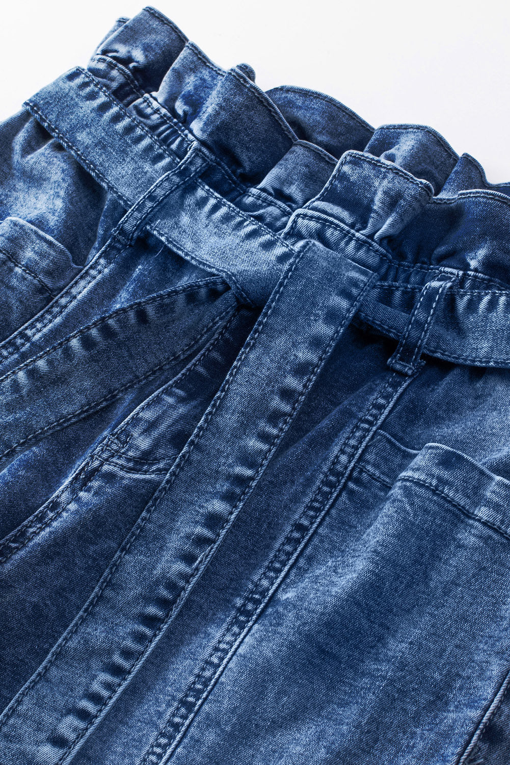 Blue Seamed Stitching High Waist Knot Skinny Jeans - SELFTRITSS