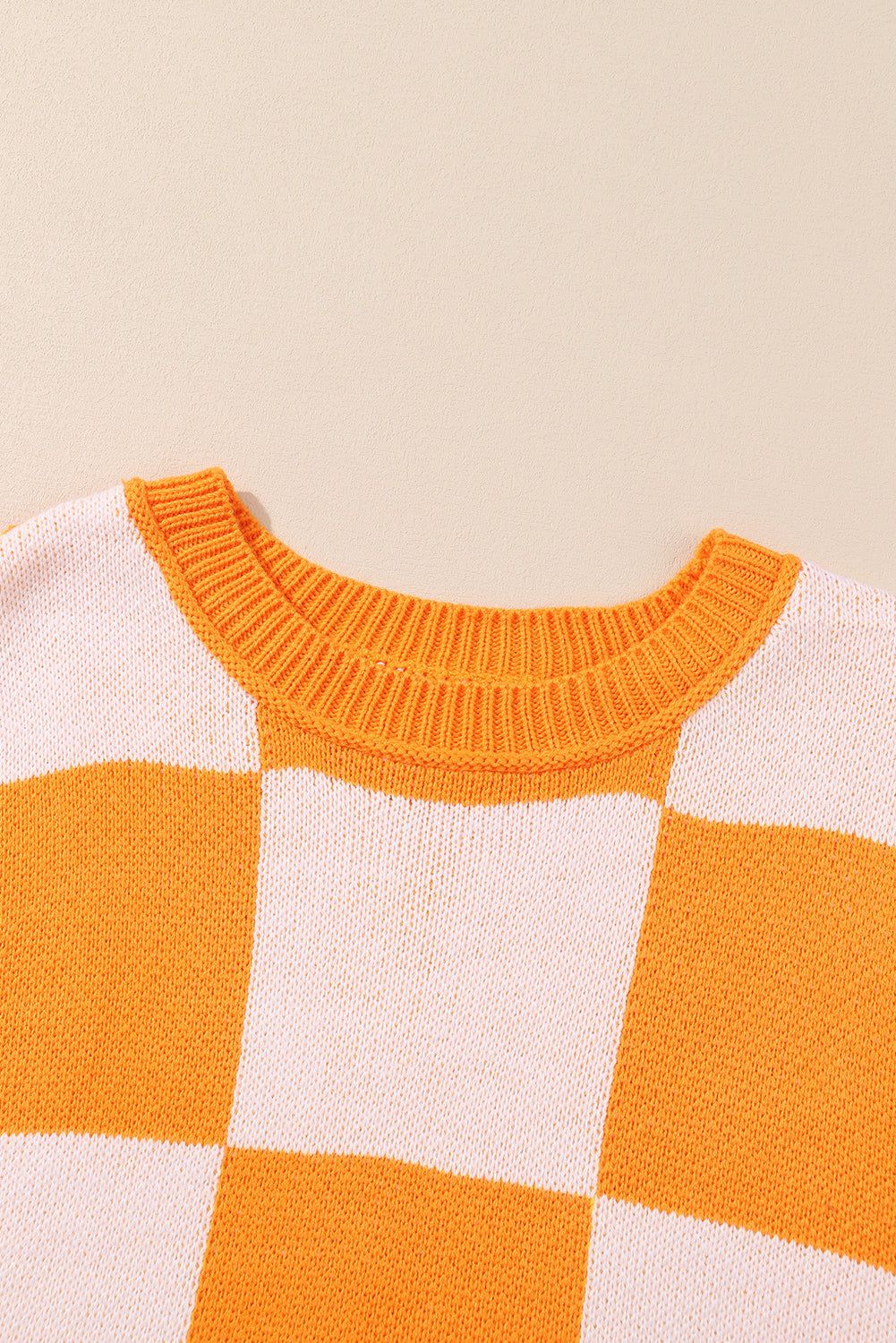 Orange Checkered Bishop Sleeve Sweater - SELFTRITSS   