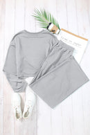 Light Grey Solid Criss Cross Crop Top and Pants Active Set - SELFTRITSS