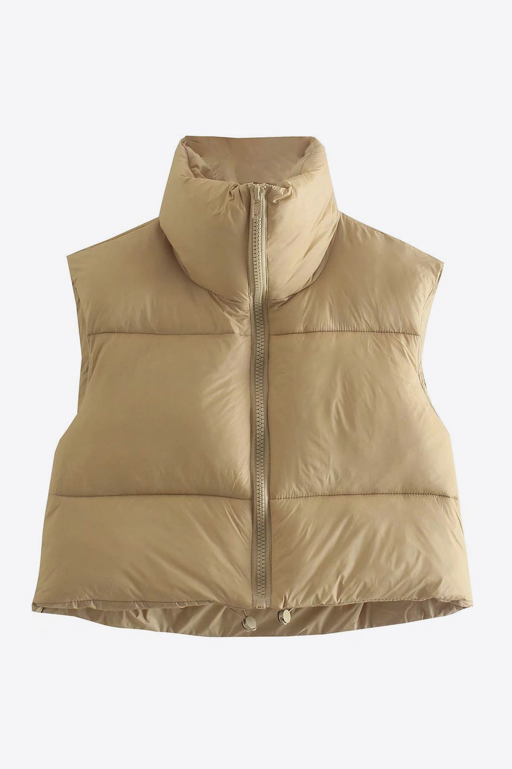 Zip-Up Drawstring Puffer Vest - SELFTRITSS