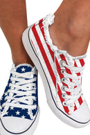 Blue American Flag Lace-up Canvas Flat Shoes - SELFTRITSS
