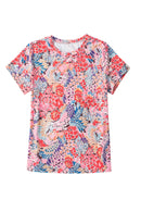 Fiery Red Short Sleeve Slim Fit Floral T Shirt - SELFTRITSS