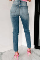 Blue Distressed Ripped Skinny Jeans - SELFTRITSS