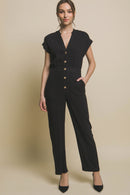 Love Tree Button Up Front Pocket Jumpsuit - SELFTRITSS