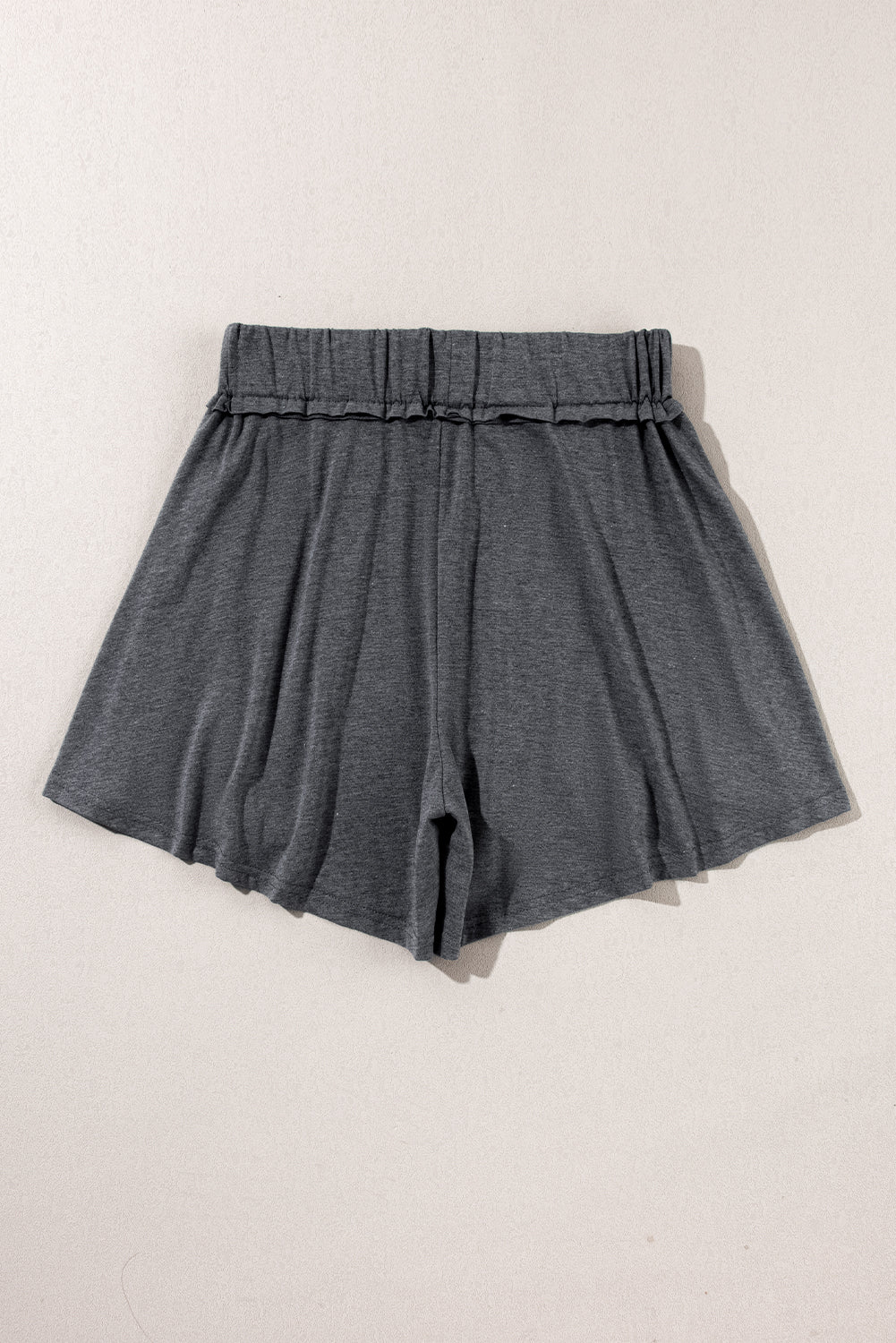 Gray Elastic Waist Culotte Shorts - SELFTRITSS