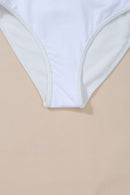White Asymmetric Ruffle Trim Tie Waist One Piece Swimsuit - SELFTRITSS