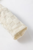Beige Solid Textured Thumbhole Sleeve Top - SELFTRITSS