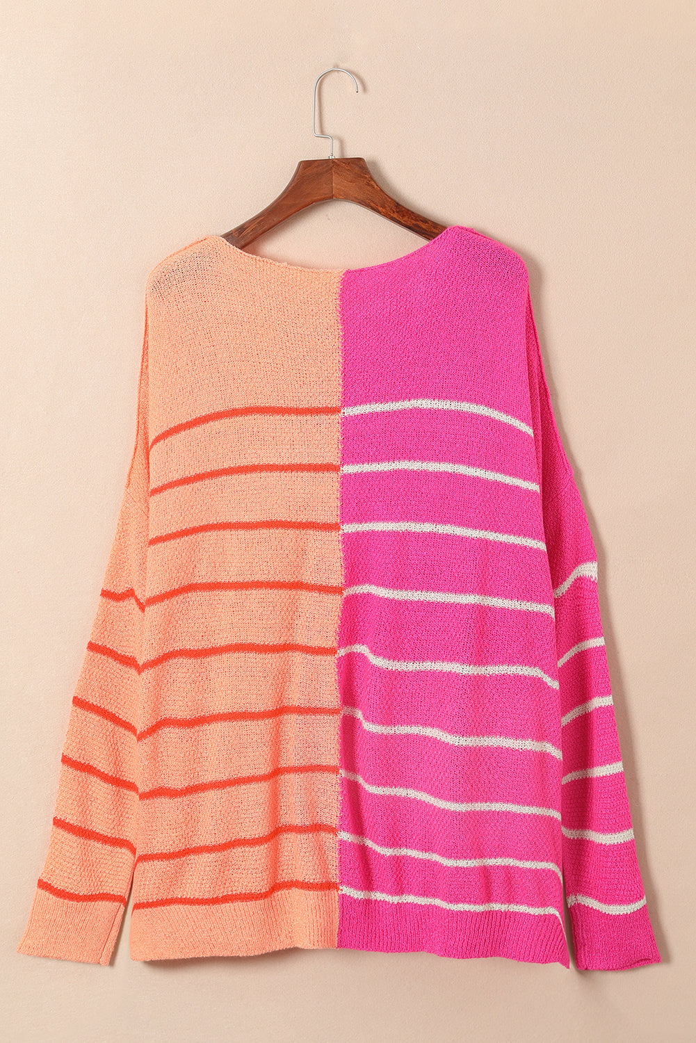 Yellow Plus Size Color Block Striped Patchwork Knit Sweater - SELFTRITSS