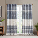 Tufted Boho Window Curtain, Navy Blue - SELFTRITSS