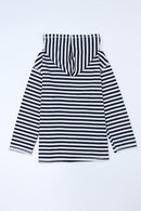 Stripe Kangaroo Pocket Drawstring Hoodie - SELFTRITSS